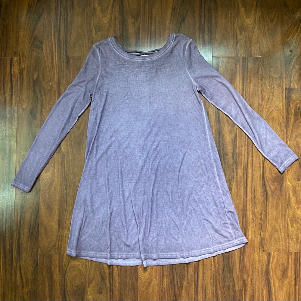Easel Purple Burnout Lattice Back Swing Dress